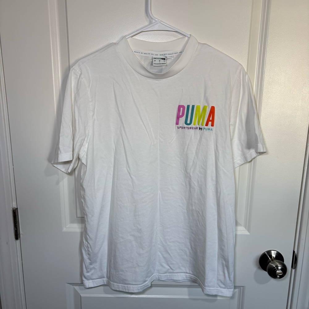 PUMA Multicolor Logo White Men's Tee